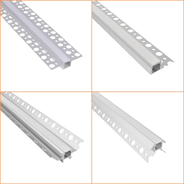 Profilo Per Piastrelle Ceramic Line Con Canalina Per Illuminazione Led Barre 2m Incasso A Scomparsa + Cover Luce Continua