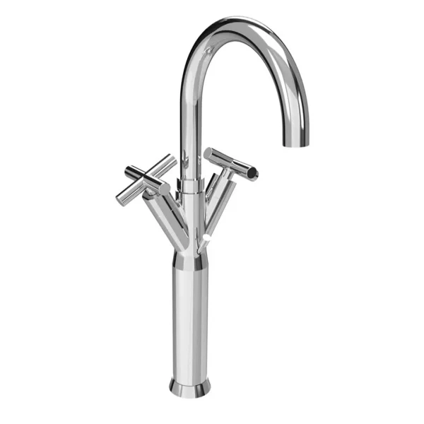 33590 – Monoforo lavabo alto bocca girevole con scarico vitone ceramico