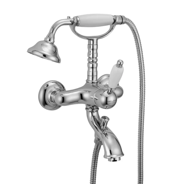 50400 – Monocomando vasca esterno con kit doccia leva bianca