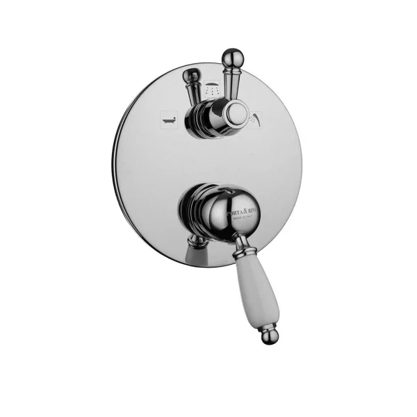 50432 – Monocomando doccia incasso con deviatore tre uscite leva bianca