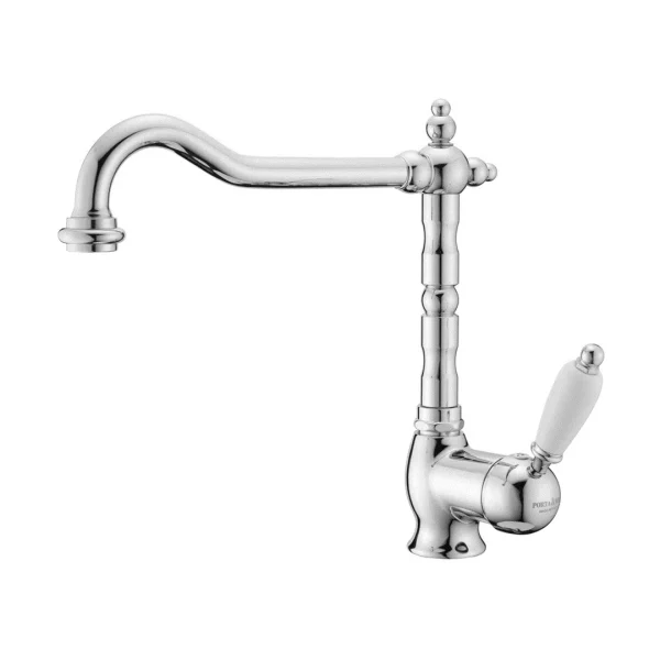 50470 – Monocomando lavello New Old con canna girevole leva bianca
