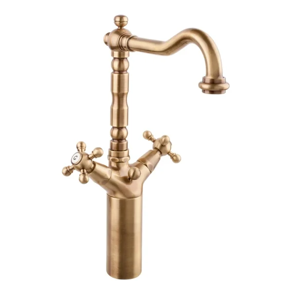 62590 – Monoforo lavabo alto bocca girevole con scarico vitone ceramico