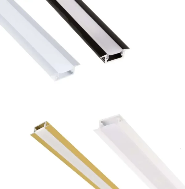 2 Metri – Canalina Profilo Alluminio da Incasso per Strisce LED + Tappi A Scelta