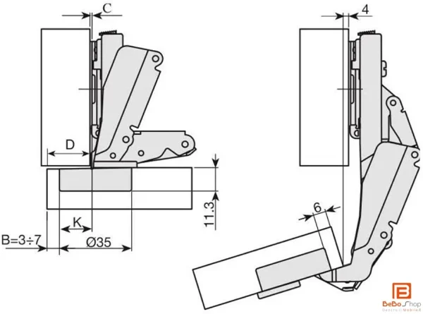 Cerniera Anta Mobili SOFT Chiusura Ammortizzata – Apertura 180 gradi