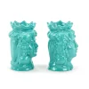 Teste di moro acquamarina con frutta H cm 14 in ceramica di Caltagirone - immagine 3