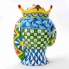 Testa di Moro H cm 28 in Ceramica di Caltagirone Fatta a Mano motivo Carretto Siciliano - immagine 4