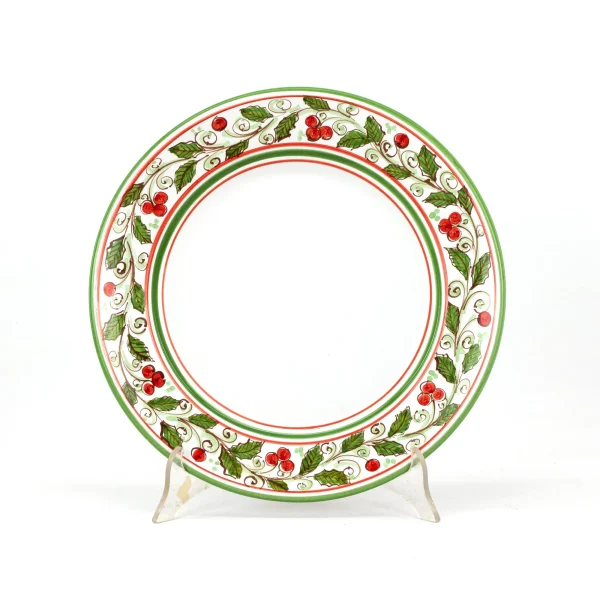 Piatto con falda Ø cm 32 in ceramica di Caltagirone decoro AGRIFOGLIO