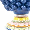 Pigna Blu H cm 35 con piede decorato in Ceramica di Caltagirone Fatta a Mano - immagine 3