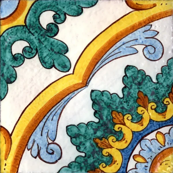 Piastrella siciliana cm 30×30 decorata a mano Caltagirone Serie Sicula decoro Salemi
