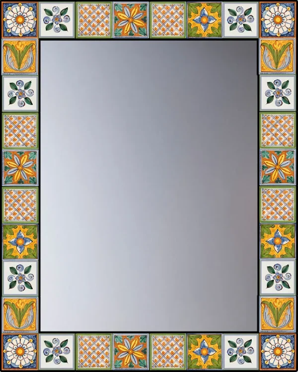 Specchio piastrellato con mattonelle cm 10×10 decori assortiti patchwork