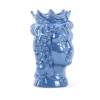 Testa di Moro Blu Donna H cm 25 in Ceramica di Caltagirone Fatta a Mano - immagine 2