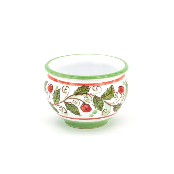 Vasetto ornamentale in ceramica siciliana di Caltagirone fatto a mano decoro AGRIFOGLIO