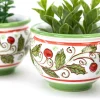 Vasetto ornamentale in ceramica siciliana di Caltagirone fatto a mano decoro AGRIFOGLIO - immagine 3