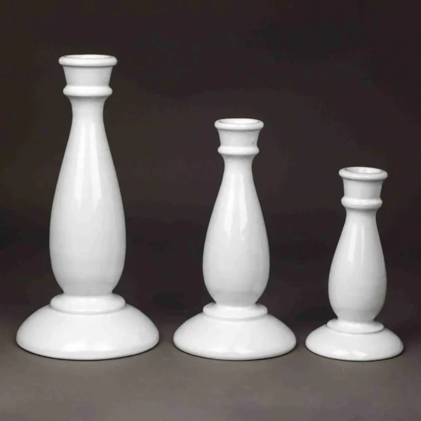Set 3 portacandele bianchi in ceramica di Caltagirone fatta a mano