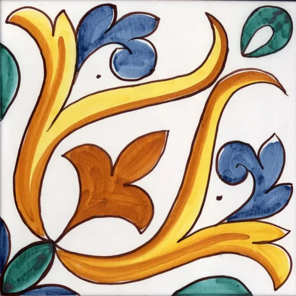 Piastrella di Caltagirone Serie Moresca Jadidi decoro un quarto