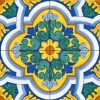 Piastrella cm 30×30 decorata a mano Caltagirone Serie Ispanica decoro Malaga - immagine 2