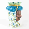 Moro Siciliano, Testa di Moro H cm 33 in Ceramica di Caltagirone Fatta a Mano - immagine 3
