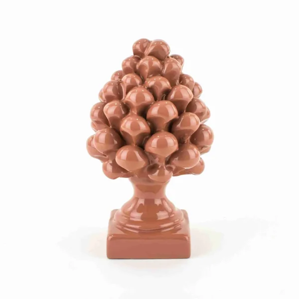 Pigna bomboniera Rosa H cm 12 in Ceramica di Caltagirone Fatta a Mano