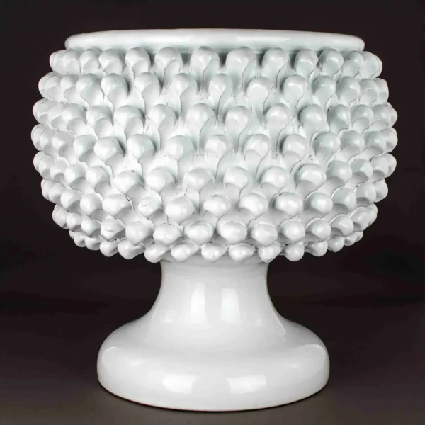 Mezza pigna H 35 cm porta vaso in ceramica di Caltagirone fatta a mano.