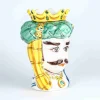 Testa di moro tradizionale in ceramica di Caltagirone fatta a mano viso bianco - immagine 2