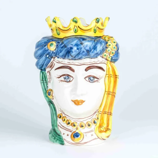 Testa di moro donna in ceramica di Caltagirone fatta a mano
