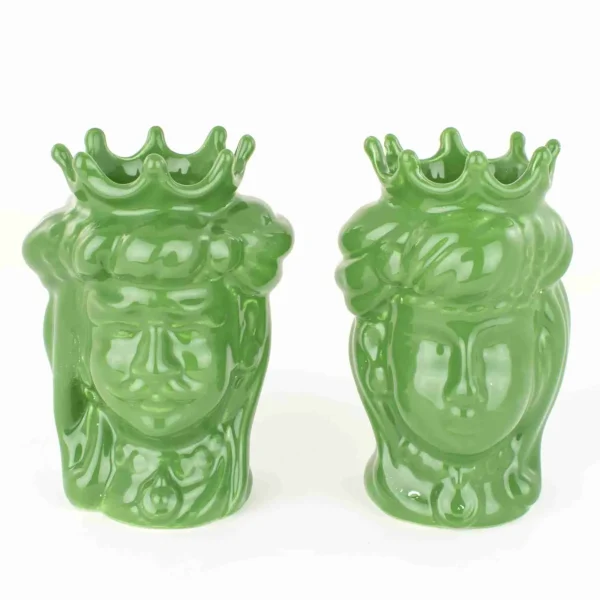 Teste di moro siciliane H cm 14 ceramica di Caltagirone