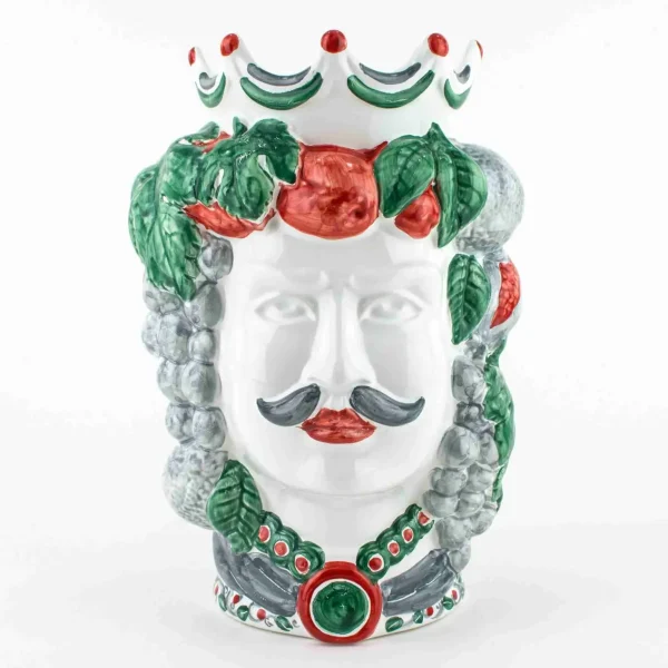 Testa di Moro siciliana H cm 25 in Ceramica di Caltagirone Fatta a Mano, Testa di Moro Moderna