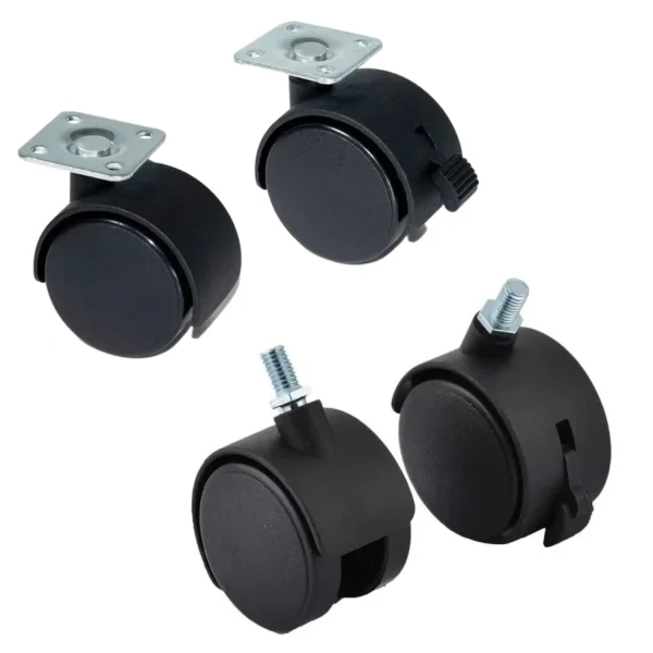 Kit 4 Rotelle Per Mobili Con O Senza Freno Diametro 50mm Altezza 55mm Ruote Pivotanti Girevoli Modello Con Fissaggio A Piastra o Bullone Filettato