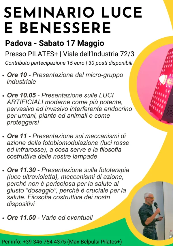 SEMINARIO LUCE E BENESSERE – PADOVA SABATO 17 MAGGIO